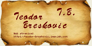 Teodor Brešković vizit kartica